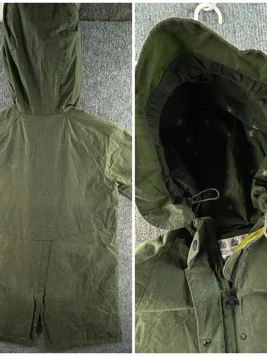 Barbour Updrift Lightweight 4oz Wax Waxed Jacket Women Full Zip Green Hooded 6 - Picture 15 of 16